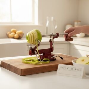 Source Unknown Red Apple Peeler and Slicer